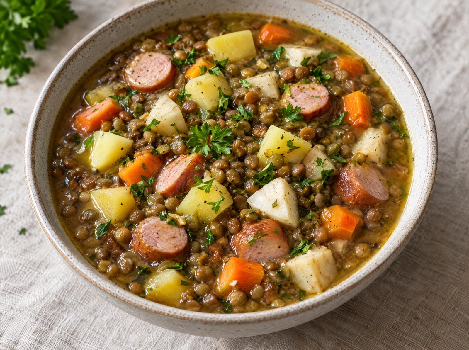 Ruhr Area Lentil Soup with Sausages