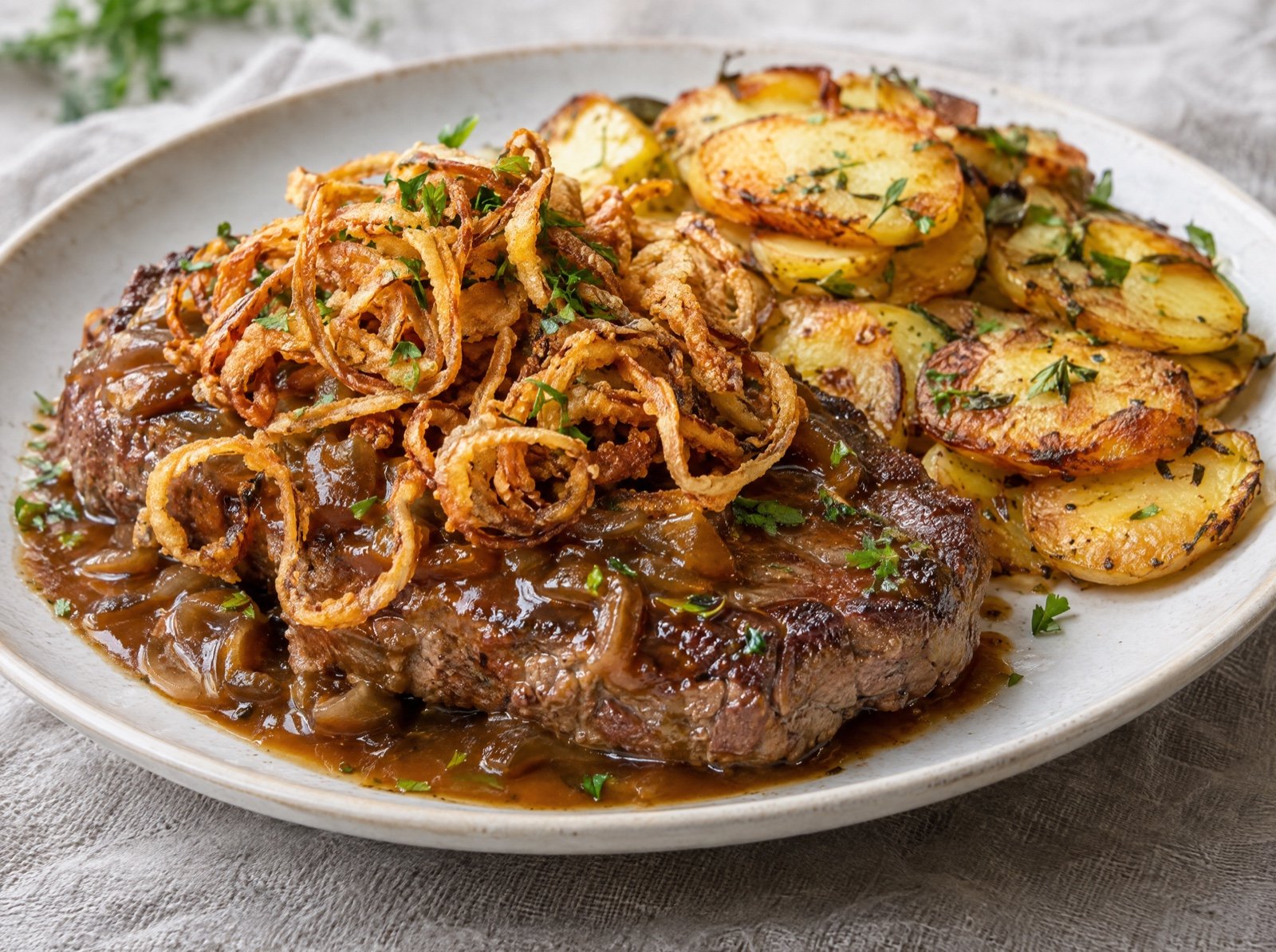 Augsburg Zwiebelrostbraten with Fried Potatoes