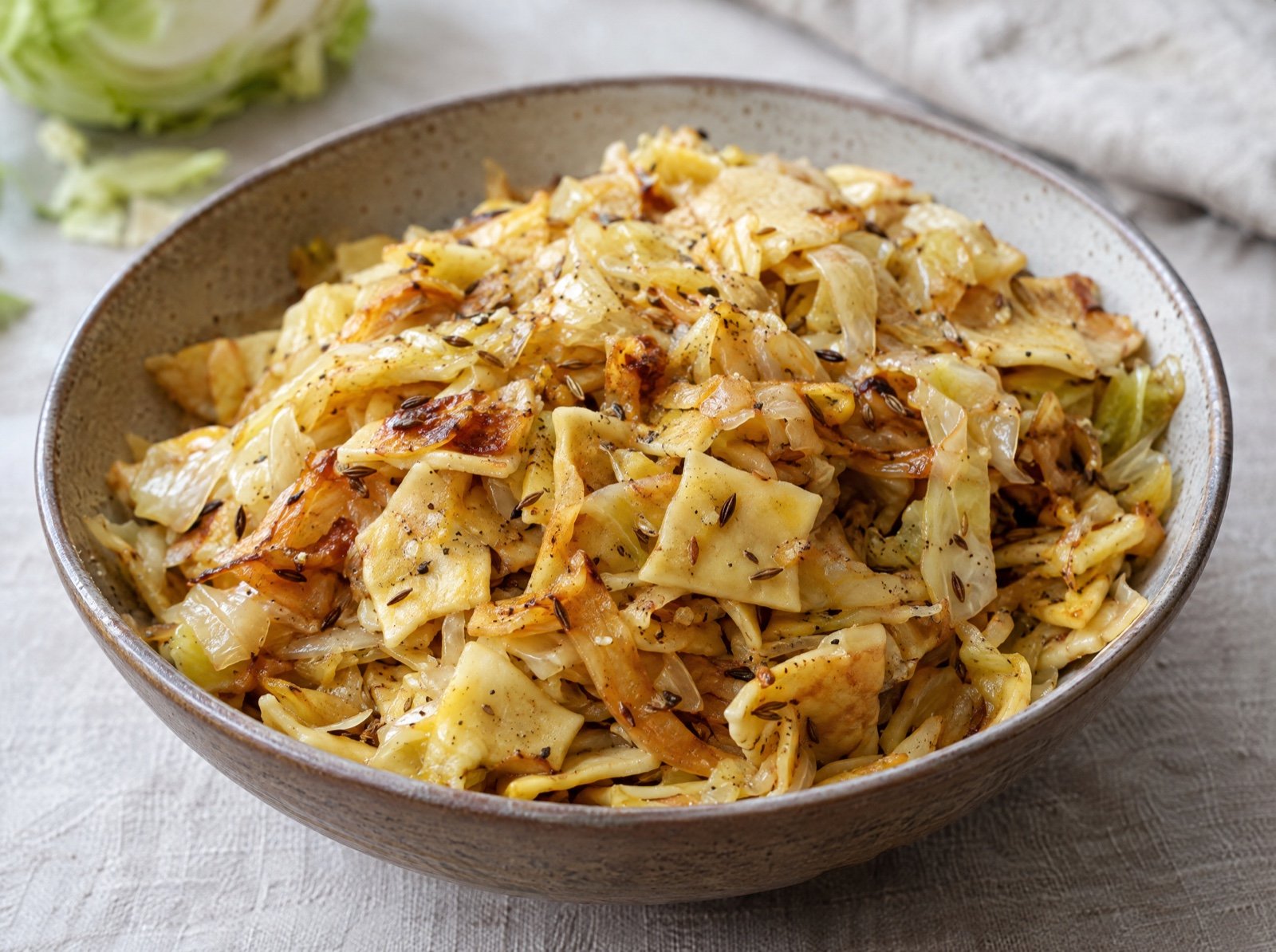 Krautfleckerl mit Kümmel und Zwiebeln