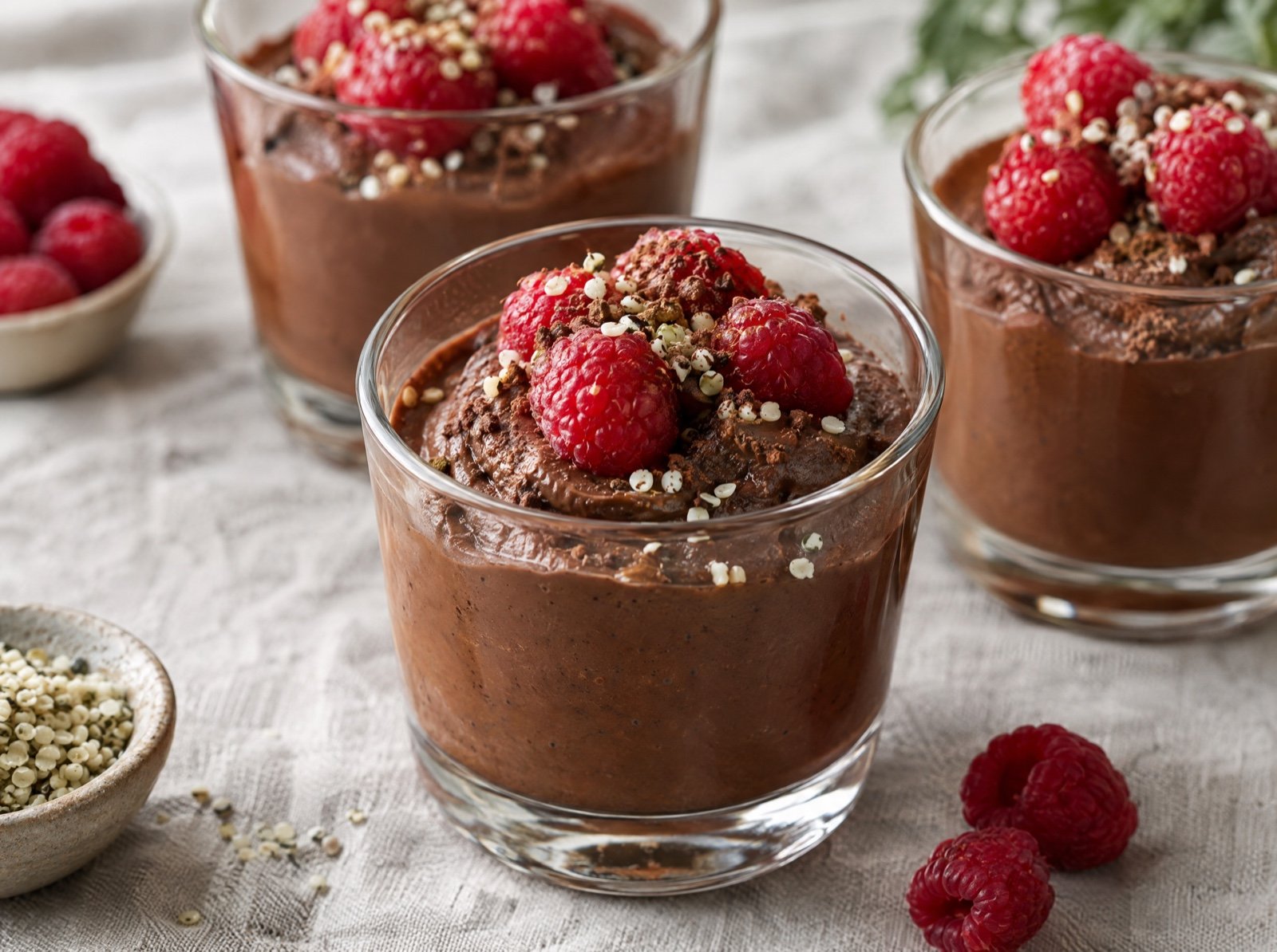 Schoko-Tofu-Mousse mit Himbeeren