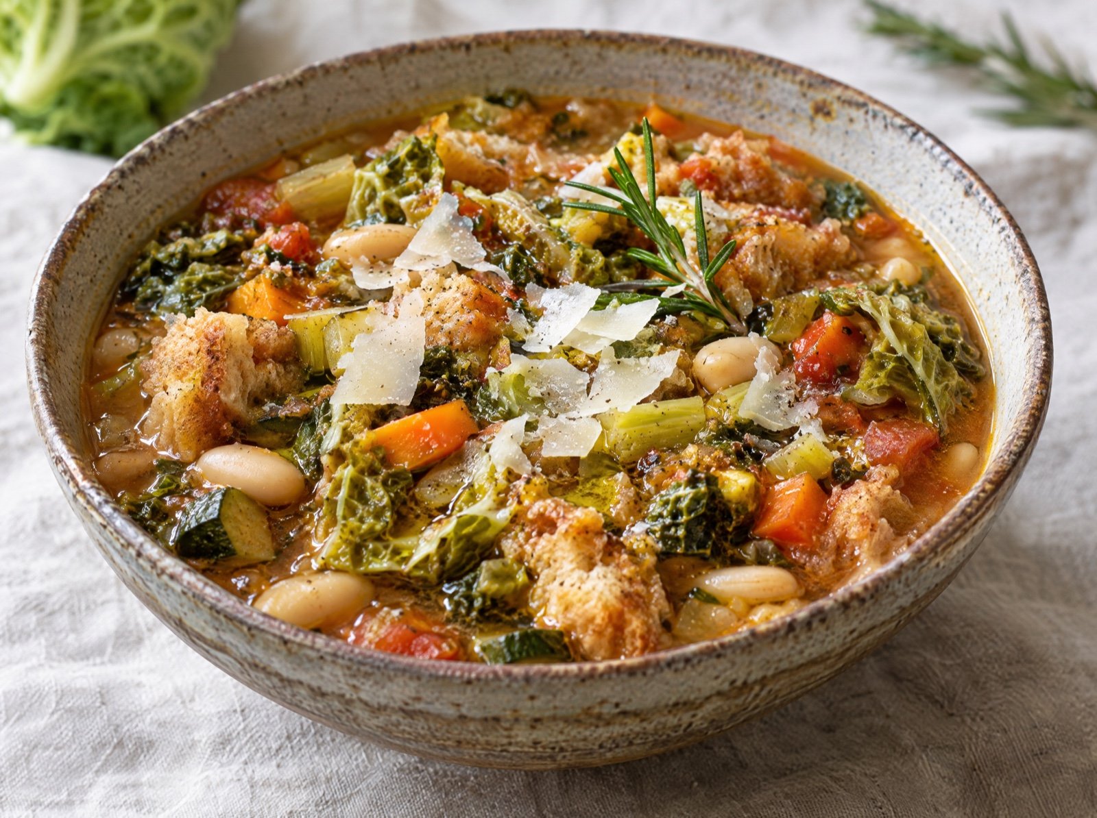 Ribollita – Tuscan bread soup with white beans and savoy cabbage