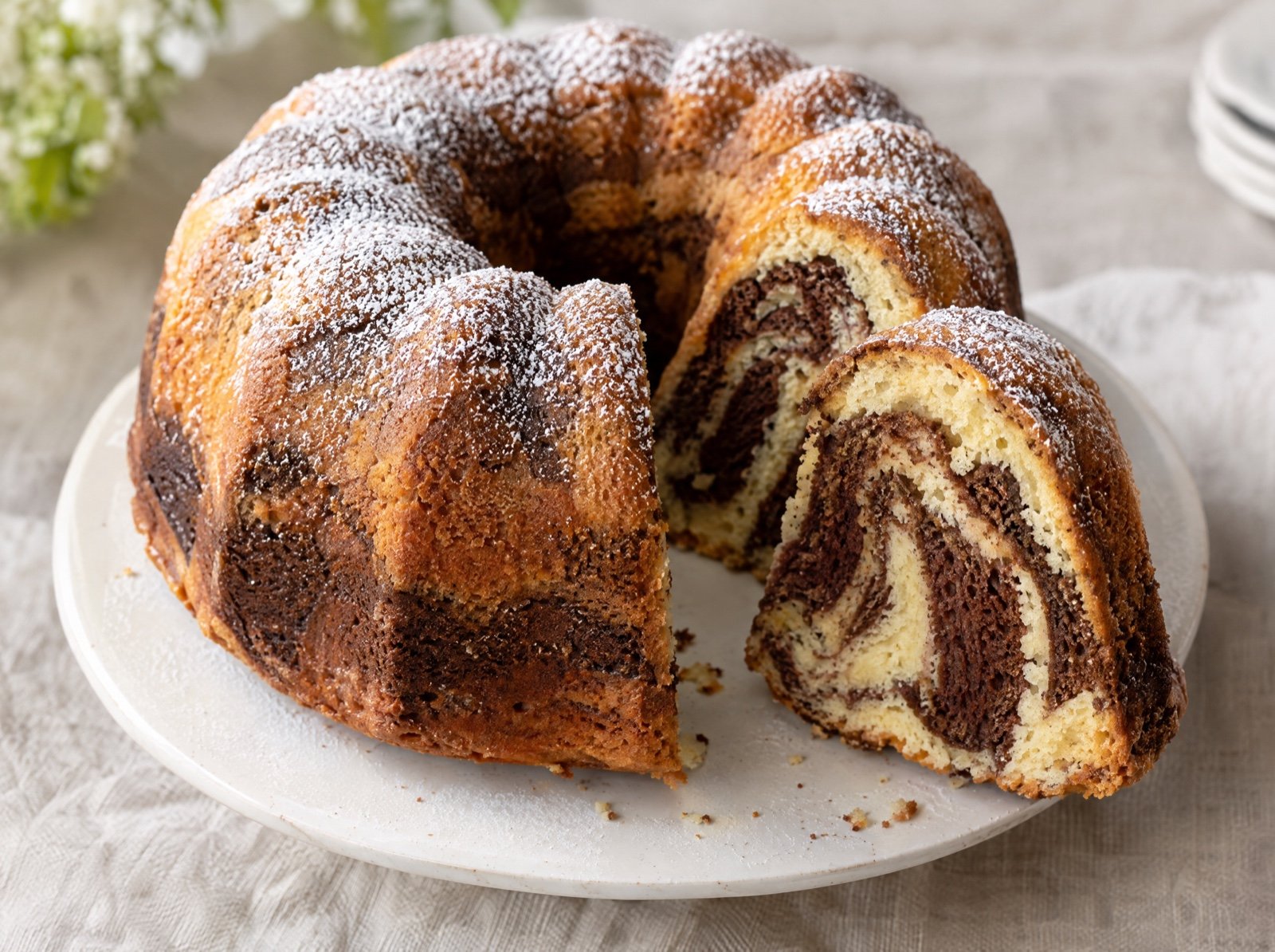 Marmorkuchen mit Kakao und Vanille