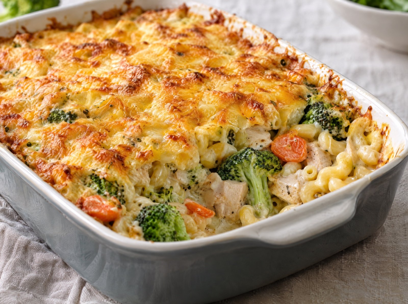 Hähnchen-Brokkoli-Nudelauflauf mit Gouda-Kruste