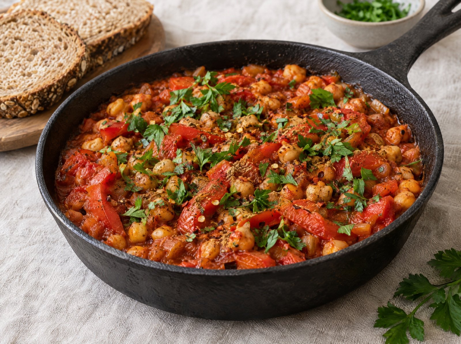 Kichererbsen-Shakshuka mit Paprika