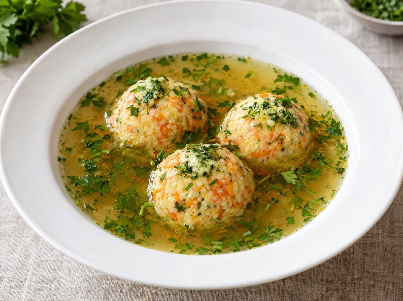 Karotten-Grießknödel mit Kräuterbutter