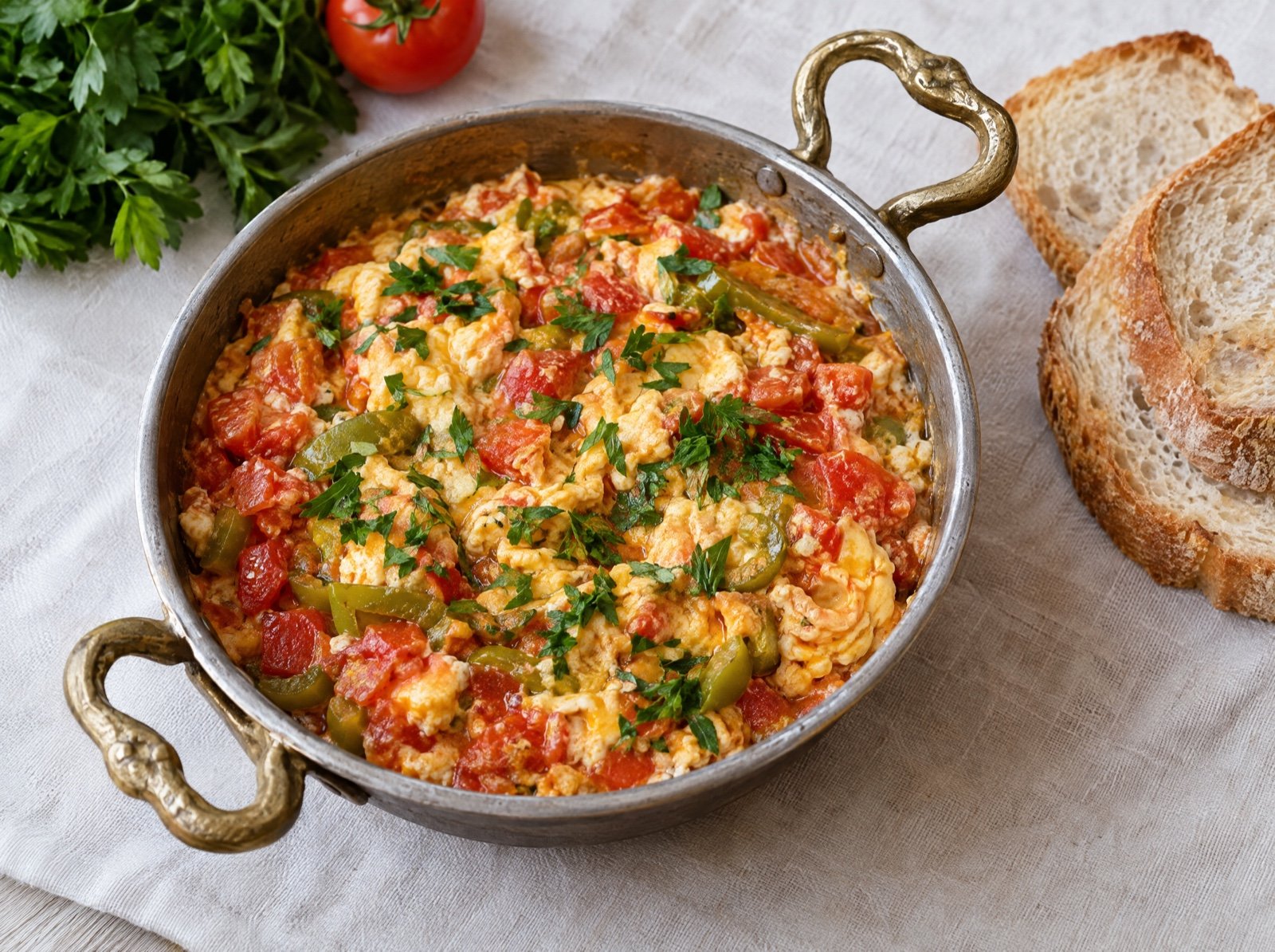 Türkisches Menemen mit Tomaten und Paprika