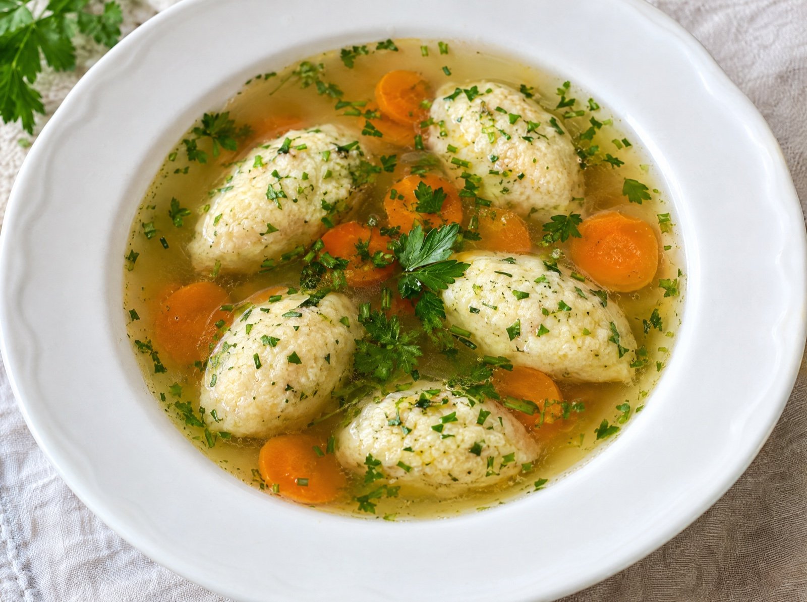 Grießnockerlsuppe mit Karotten und Petersilie
