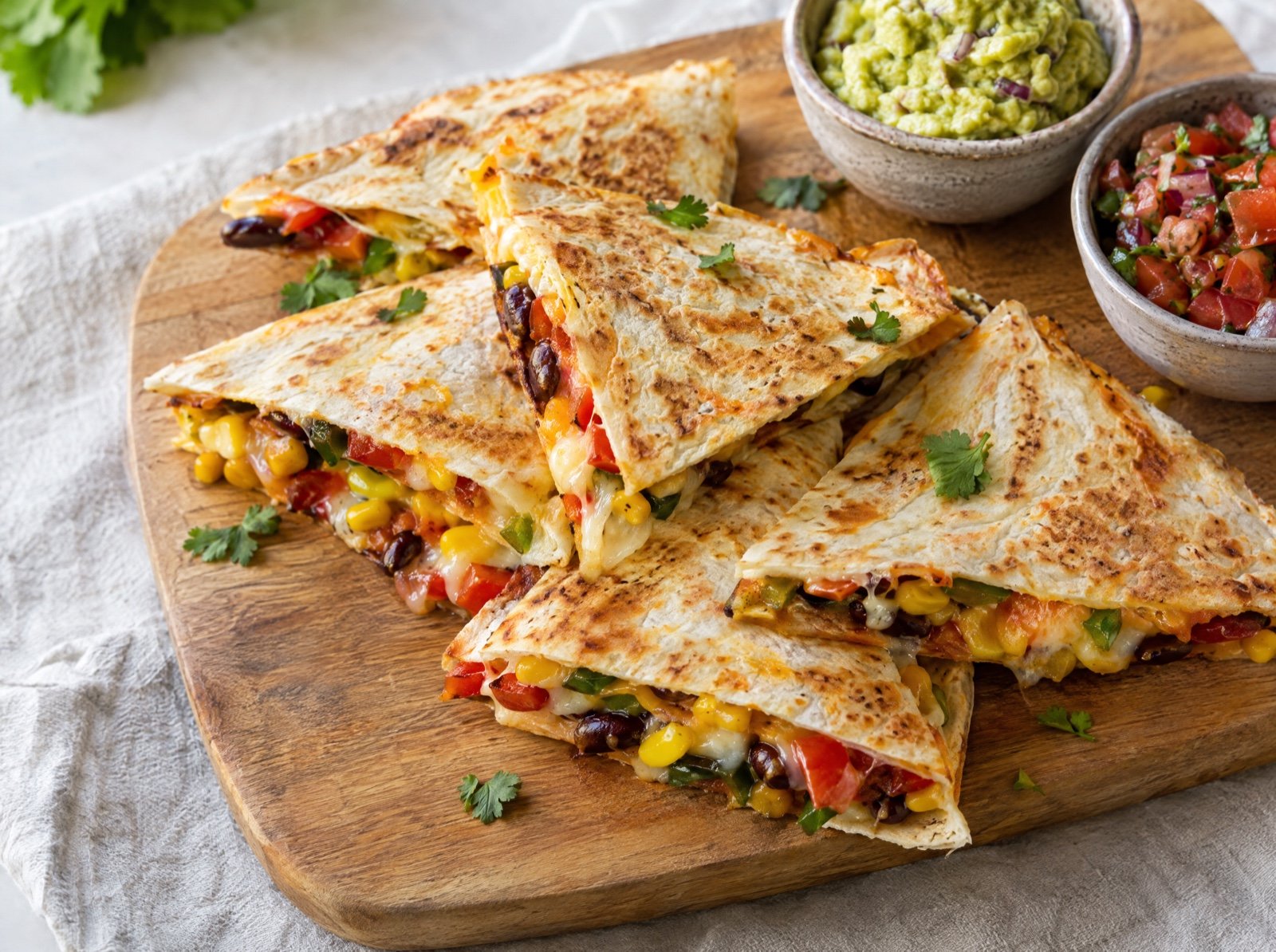 Bunte Gemüse-Quesadillas mit zweierlei Käse