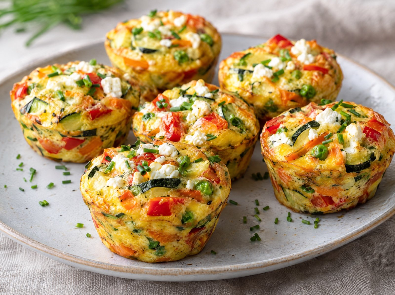 Colorful Vegetable Frittata Muffins with Feta