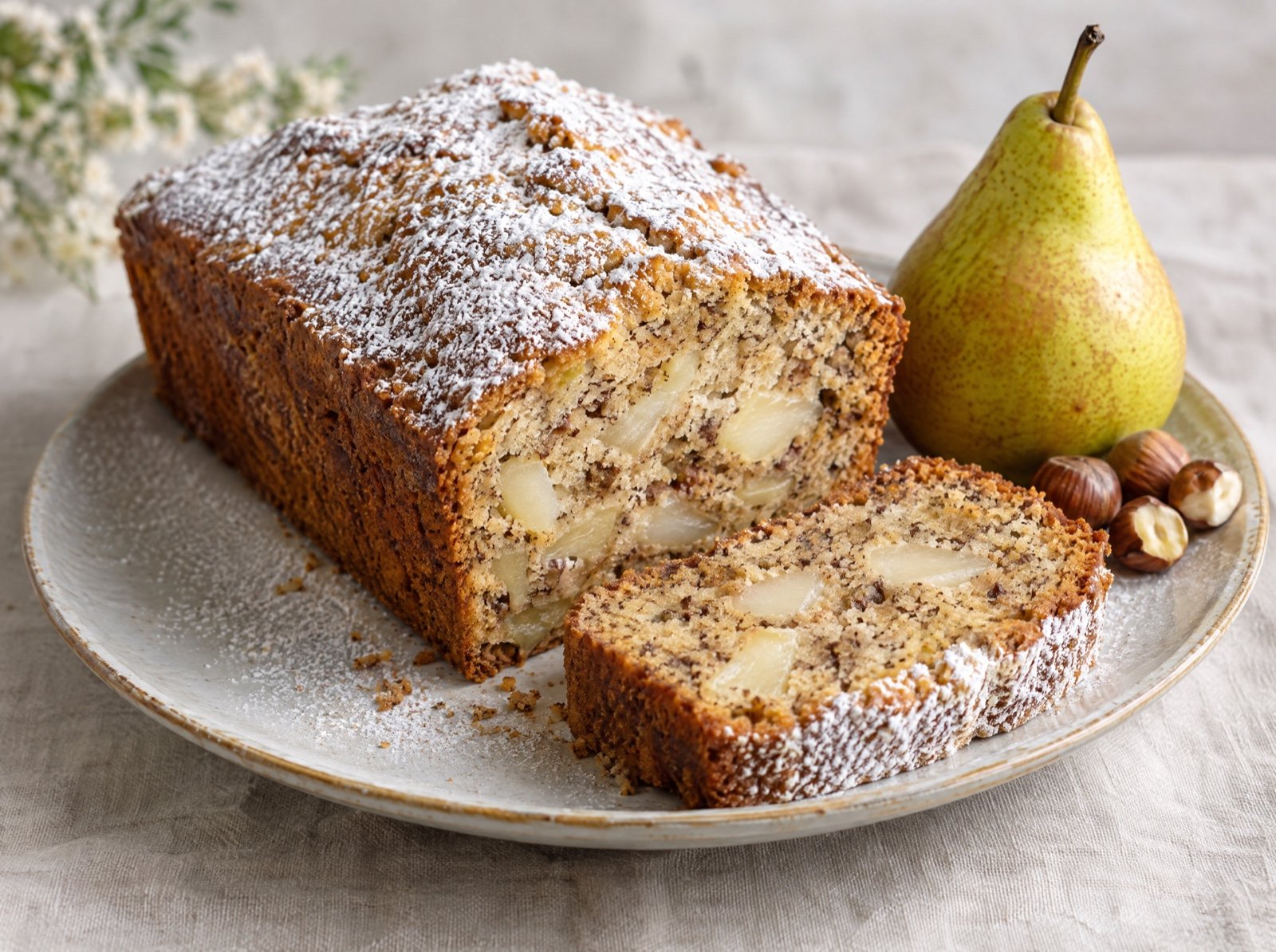 Birnen-Haselnuss-Rührkuchen mit Zimt