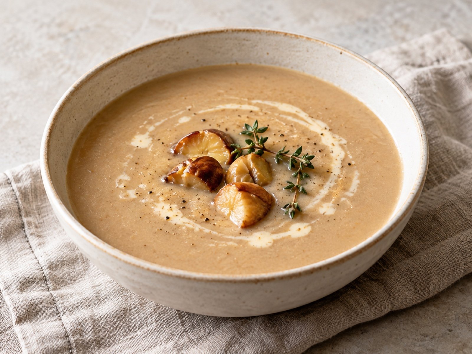 Maronen-Cremesuppe mit Thymian