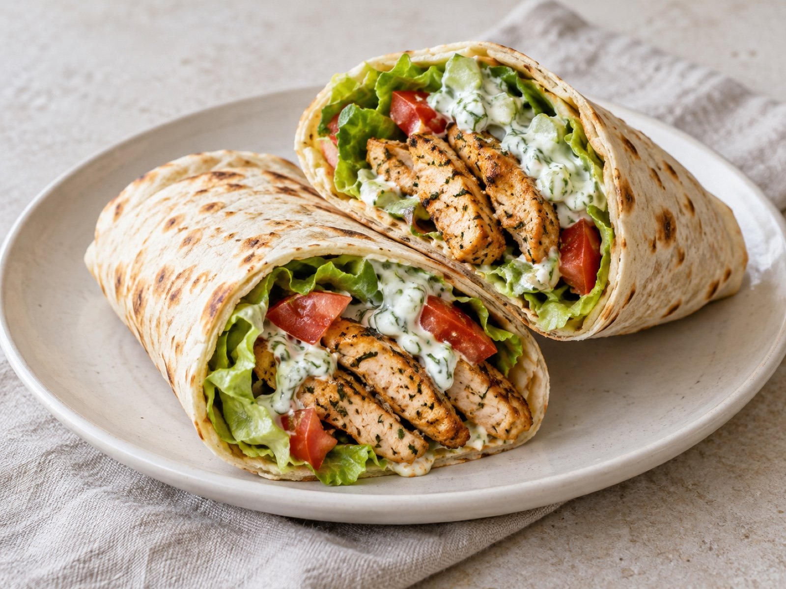 Hähnchen-Gyros-Wrap mit Tzatziki