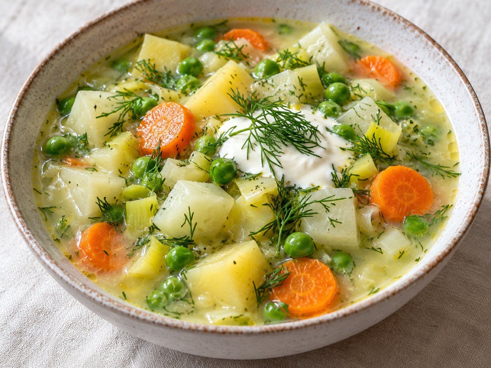 Frühlingseintopf mit Kohlrabi, Kartoffeln und Dill