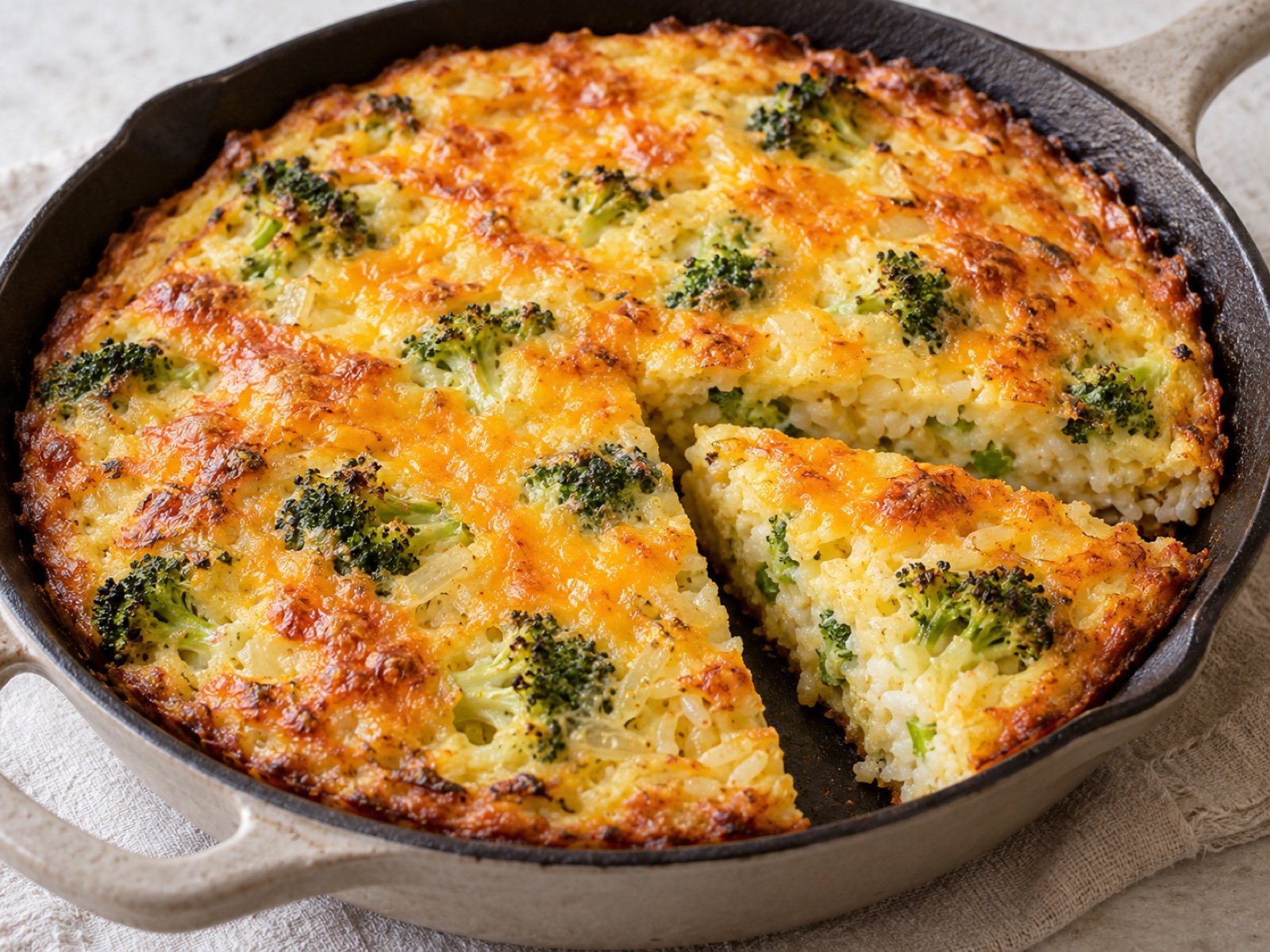 Rice and Broccoli Frittata with Cheddar