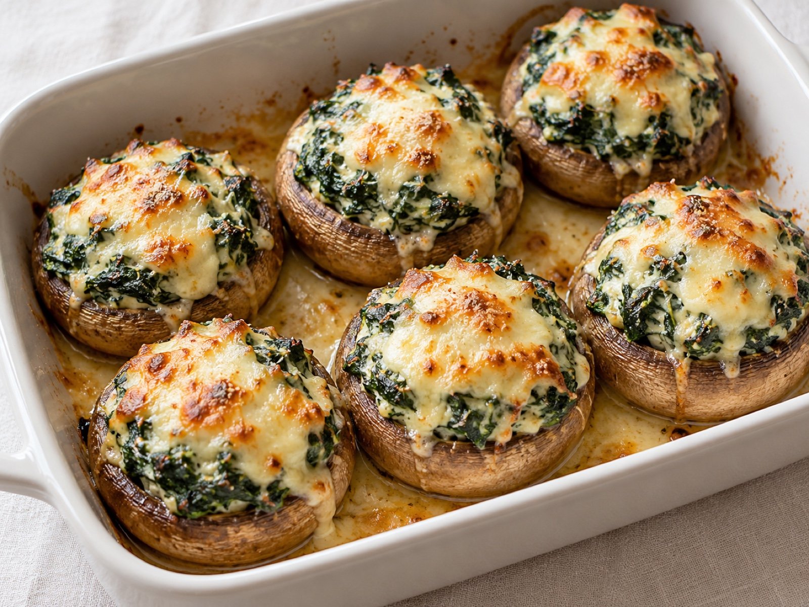 Gefüllte Champignons mit Spinat, Quark und Parmesan