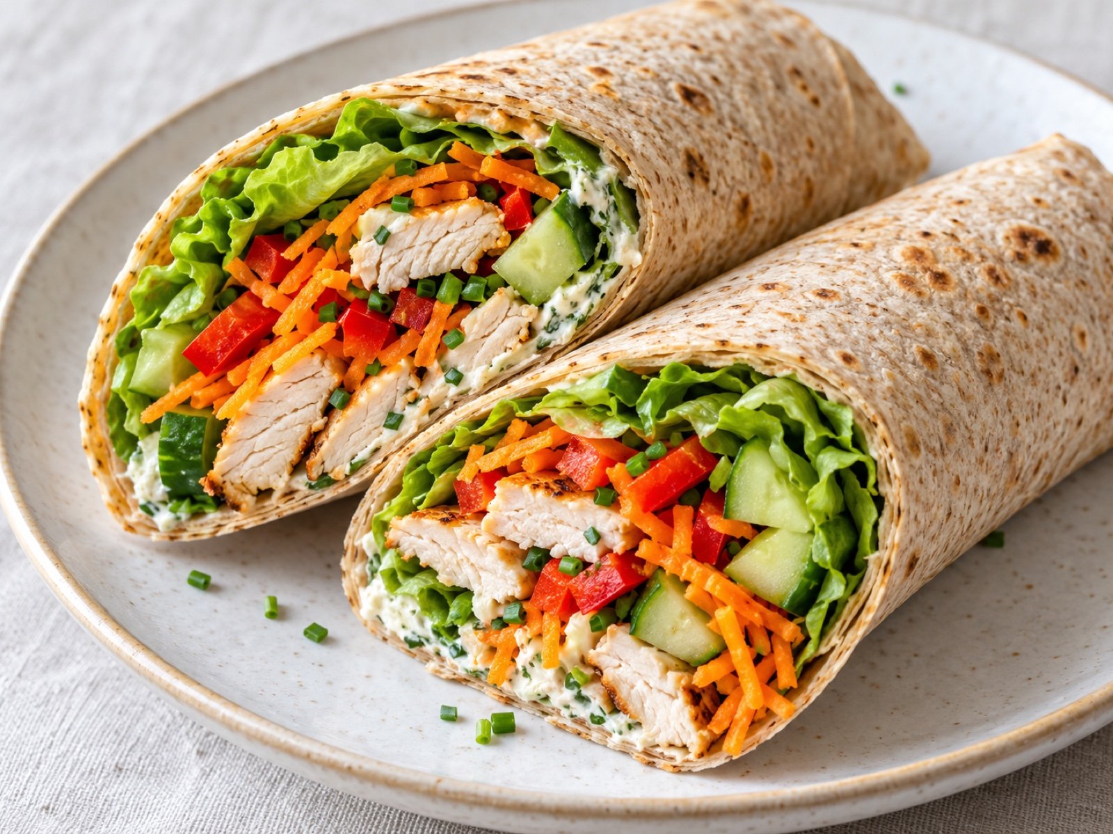 Bunte Pute-Gemüse-Wraps für die Brotdose